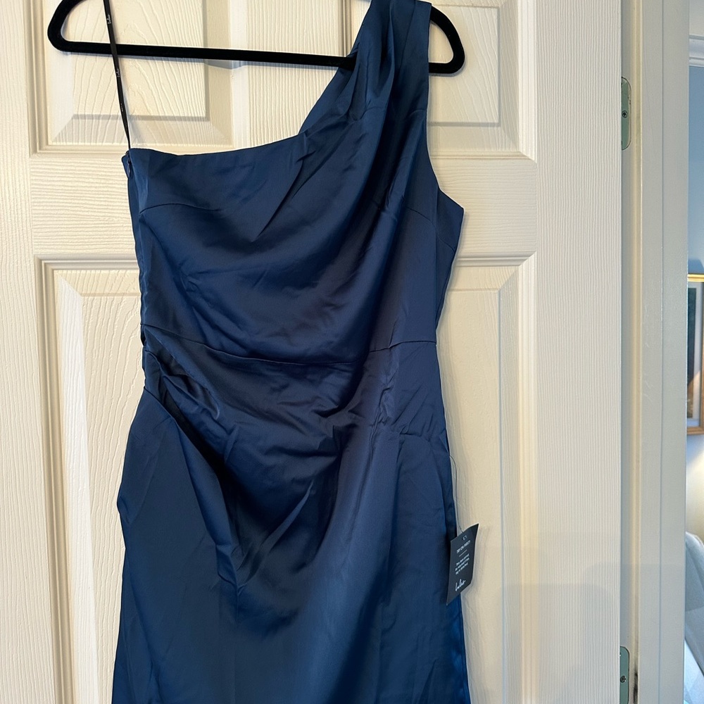 Lulu's Midnight Blue One-Shoulder Dress